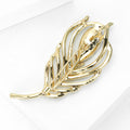 Metal Alloy Rhinestone Feather Brooch For Elegant Suit Lapel Decoration view 4