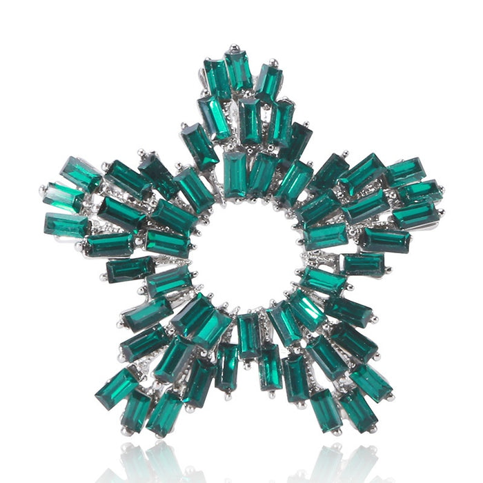 Alloy Crystal Five Point Star Brooch For Elegant Suit Accessories