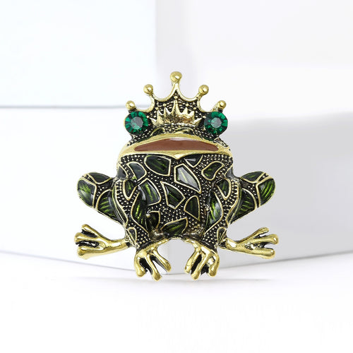 Alloy Frog Prince Brooch For Vintage Cartoon Garment Decoration