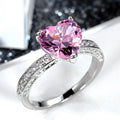 AAA Heart Shaped Pink Zircon Inlaid Wedding Ring For Women Engagement Hand Jewelry view 1