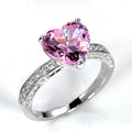 AAA Heart Shaped Pink Zircon Inlaid Wedding Ring For Women Engagement Hand Jewelry view 5