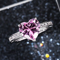 AAA Heart Shaped Pink Zircon Inlaid Wedding Ring For Women Engagement Hand Jewelry view 2