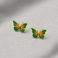 French Oil Painting Style Colorful Enamel Mini Butterfly Studs Elegant Silver Needle Fashion Earrings view 4