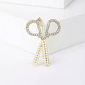 Alloy Rhinestone Pearl Scissors Brooch Pin For Office Wear view 4