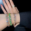 Fashion OL Alloy Full Rhinestone Square Geometric Bangle For Women view 3