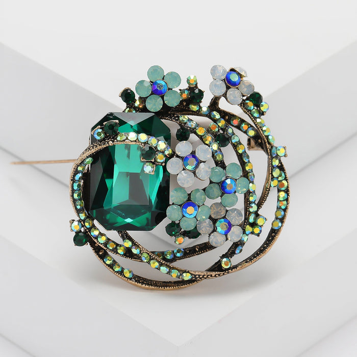 Alloy Crystal Rhinestone Brooch Pin For Elegant Clothing Accessories