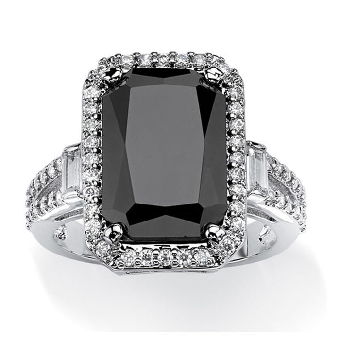 European American Black Zircon Men's Ring, Trendy Fashion Finger Band Accessory For Dropshipping
