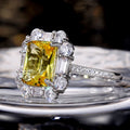 European Light Luxury Sparkling Yellow Zircon Engagement Ring For Women Fashion Party Jewelry view 4