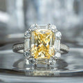 European Light Luxury Sparkling Yellow Zircon Engagement Ring For Women Fashion Party Jewelry view 1