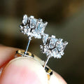 Classic Round Zircon Stud Earrings Eight Prong Snowflake Copper Platinum Plated Ear Jewelry view 4