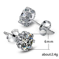 Classic Round Zircon Stud Earrings Eight Prong Snowflake Copper Platinum Plated Ear Jewelry view 5
