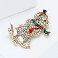Alloy Rhinestone Skiing Bear Brooch Pin For Fashion Clothing view 3