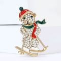 Alloy Rhinestone Skiing Bear Brooch Pin For Fashion Clothing view 2