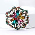 Vintage Alloy Hollow Crystal Flower Brooch For Coats And Suits view 3