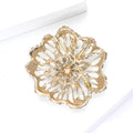 Vintage Alloy Hollow Crystal Flower Brooch For Coats And Suits view 4