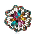 Vintage Alloy Hollow Crystal Flower Brooch For Coats And Suits view 1