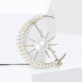 Alloy Rhinestone Pearl Sun Moon Brooch For Women Apparel view 2