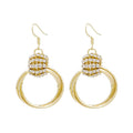 Luxury Rhinestone Ball Multi Layer Geometric Gold Hoop Dangle Earrings Elegant Statement Alloy Earrings view 5