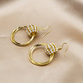 Luxury Rhinestone Ball Multi Layer Geometric Gold Hoop Dangle Earrings Elegant Statement Alloy Earrings view 2