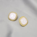 Elegant Korean French Colorful Shell Square Studs With Rhinestone Gold Alloy Bezel Fashion Earrings view 4