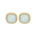 Elegant Korean French Colorful Shell Square Studs With Rhinestone Gold Alloy Bezel Fashion Earrings view 5
