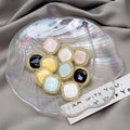Elegant Korean French Colorful Shell Square Studs With Rhinestone Gold Alloy Bezel Fashion Earrings view 2