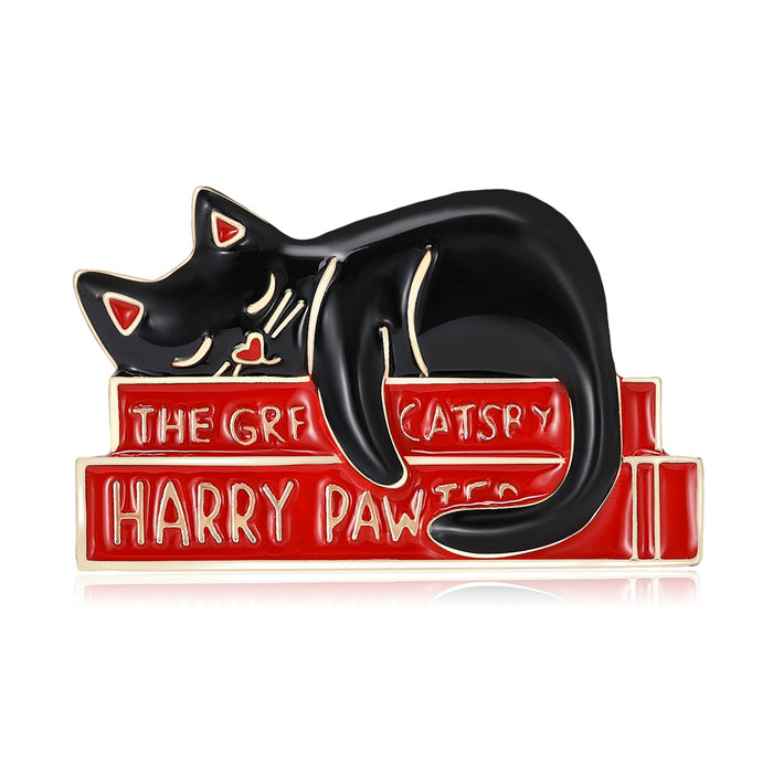 Alloy Enamel Lazy Cat Brooch Pin For Casual Clothing Accessories