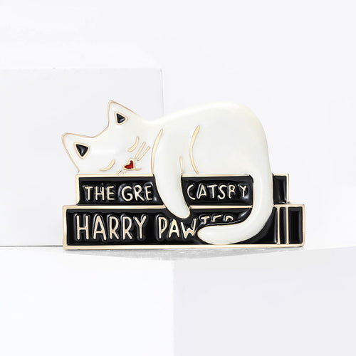 Alloy Enamel Lazy Cat Brooch Pin For Casual Clothing Accessories