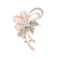 Alloy Cat Eye Stone Flower Brooch Pin For Elegant Dress Decoration view 1