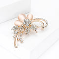 Alloy Cat Eye Stone Flower Brooch Pin For Elegant Dress Decoration view 2