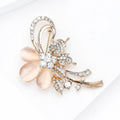 Alloy Cat Eye Stone Flower Brooch Pin For Elegant Dress Decoration view 3