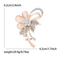 Alloy Cat Eye Stone Flower Brooch Pin For Elegant Dress Decoration view 5