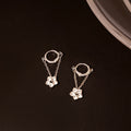 Korean Sparkly Rhinestone Flower Chain Huggie Hoop Elegant Small Alloy Ear Cuff Earrings view 1
