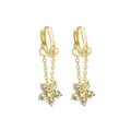 Korean Sparkly Rhinestone Flower Chain Huggie Hoop Elegant Small Alloy Ear Cuff Earrings view 5