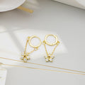 Korean Sparkly Rhinestone Flower Chain Huggie Hoop Elegant Small Alloy Ear Cuff Earrings view 3