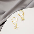 Korean Sparkly Rhinestone Flower Chain Huggie Hoop Elegant Small Alloy Ear Cuff Earrings view 4