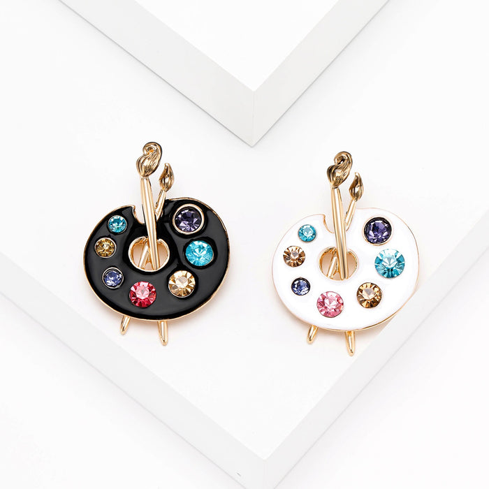 Alloy Enamel Rhinestone Palette Brooch Pin For Jacket Decoration