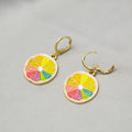 Sweet Colorful Enamel Lemon Slice Fruit Drop Stud Hoop Earrings for Women Silver Post Alloy Earrings view 4