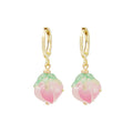 Sweet Peach Flower Bud Enamel Alloy Hoop Drop Earrings For Women Colorful Handmade Fruit Earrings view 5