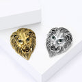Vintage Alloy Rhinestone Lion Head Brooch For Men's Suit Lapel view 4