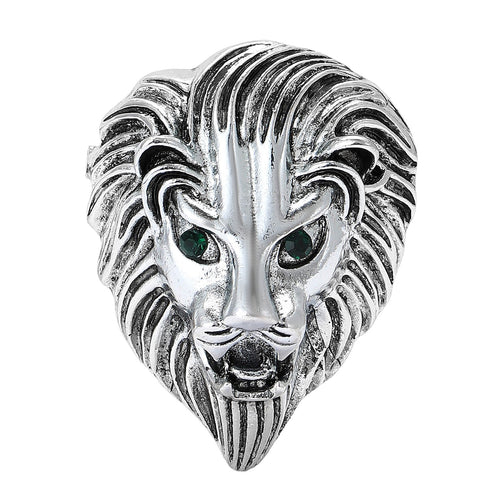 Vintage Alloy Rhinestone Lion Head Brooch For Men's Suit Lapel