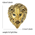 Vintage Alloy Rhinestone Lion Head Brooch For Men's Suit Lapel view 6
