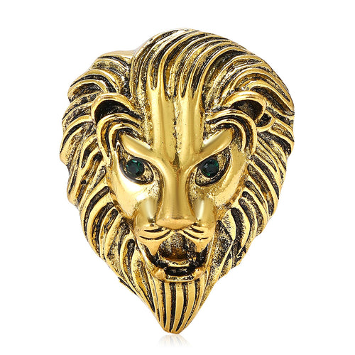 Vintage Alloy Rhinestone Lion Head Brooch For Men's Suit Lapel