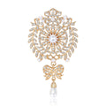 Metal Alloy Pearl Rhinestone Wheat Bow Brooch For Womens Apparel view 1