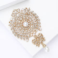 Metal Alloy Pearl Rhinestone Wheat Bow Brooch For Womens Apparel view 3