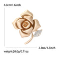 Matte Gold Alloy Rhinestone Rose Brooch Pin Scarf Clip view 5