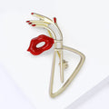 Enamel Alloy Red Lips Hand Brooch For Clothing Decoration view 3