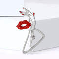 Enamel Alloy Red Lips Hand Brooch For Clothing Decoration view 2