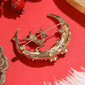 Alloy Enamel Flower Moon Reindeer Brooch Holiday Lapel Pin For Apparel view 3