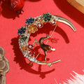 Alloy Enamel Flower Moon Reindeer Brooch Holiday Lapel Pin For Apparel view 2